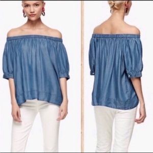 Kate Spade Broome Street Chambray Top -size L- medium blue